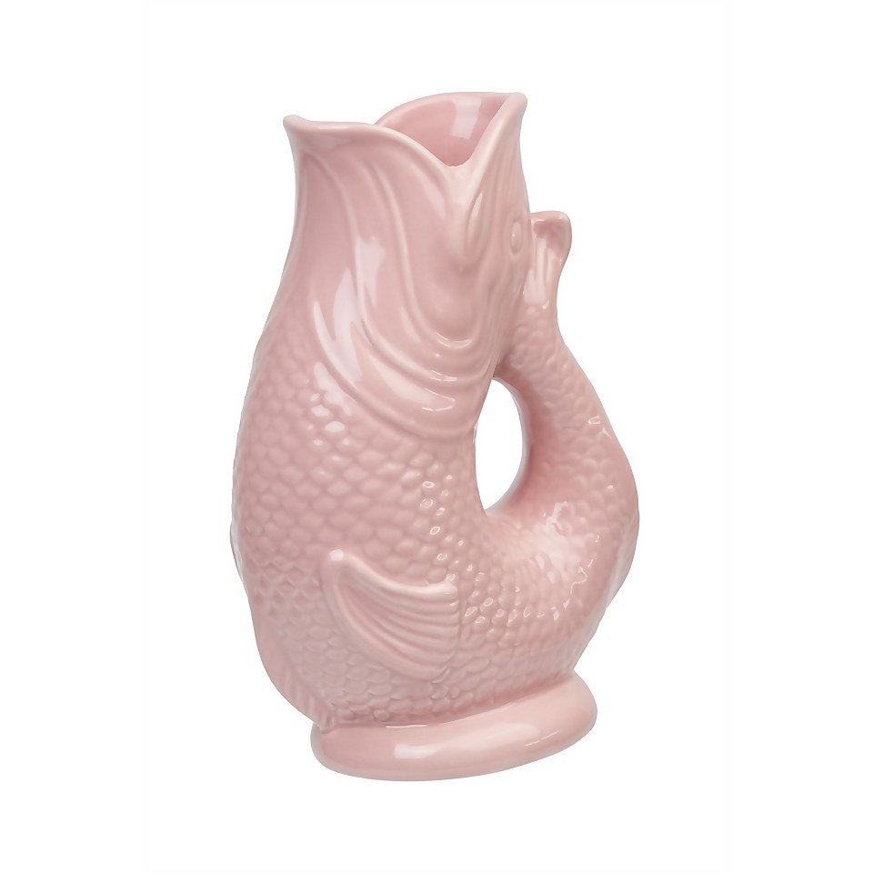 Ceramic Glug Fish Jug - Pink