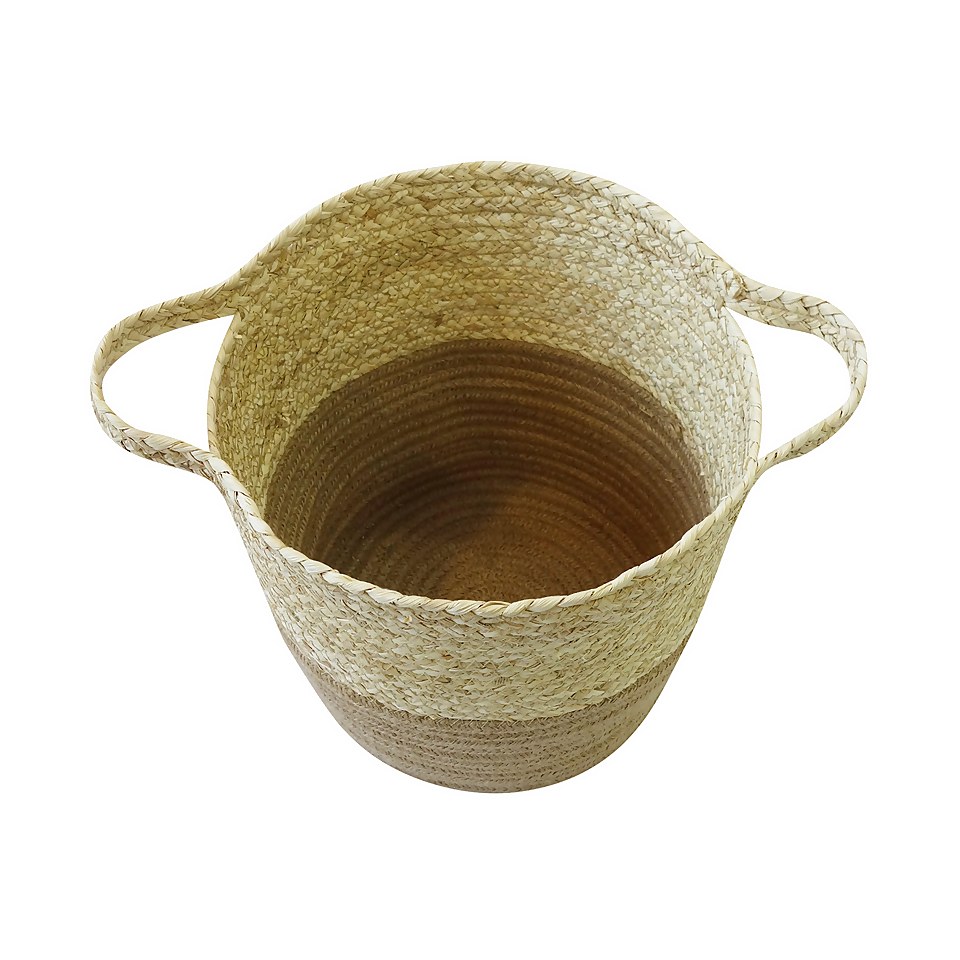 Neutral Corn and Jute Medium Woven Basket
