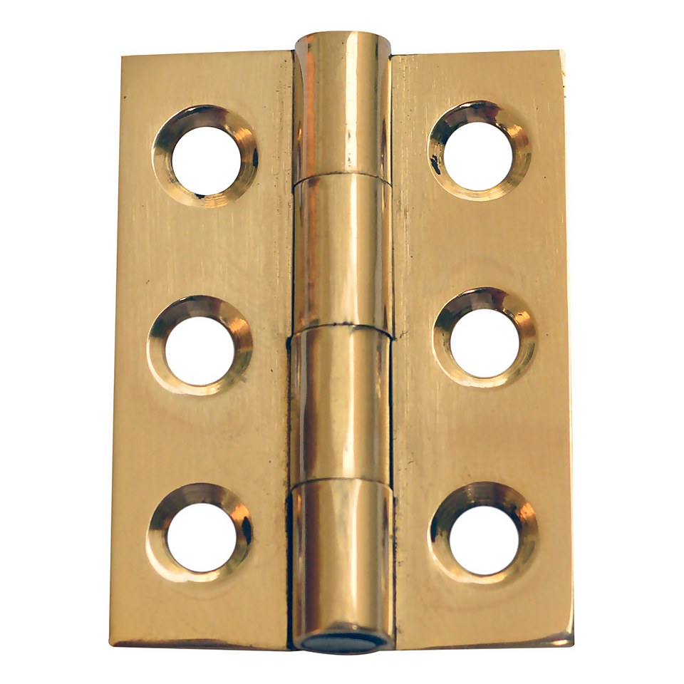Butt Hinge Solid Drawn 38mm Polished Brass - 2 Pack