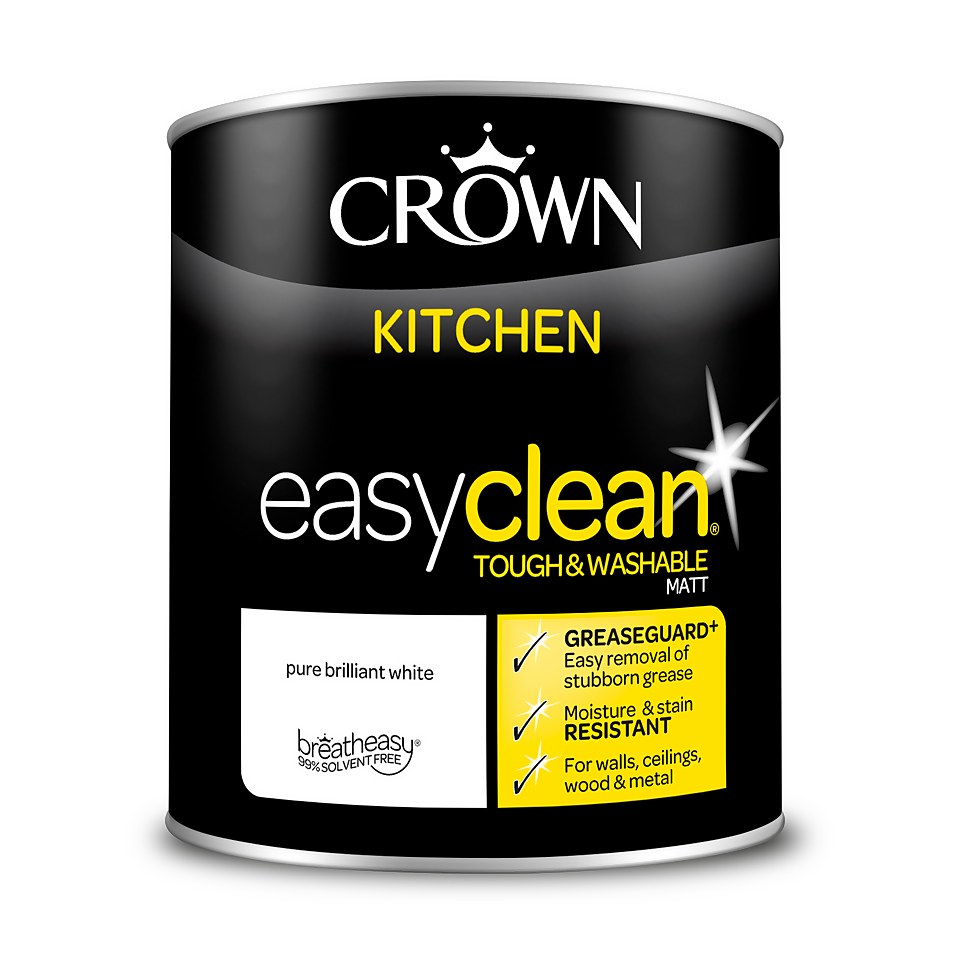 Crown Easyclean Kitchen Paint Pure Brilliant White - 1L