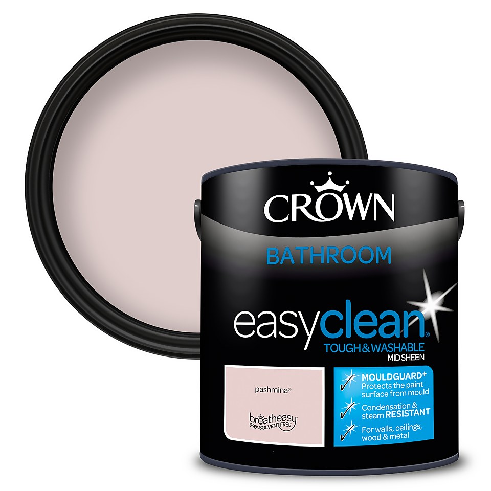 Crown Easyclean Bathroom Mouldguard+ Mid Sheen Paint Pashmina - 2.5L