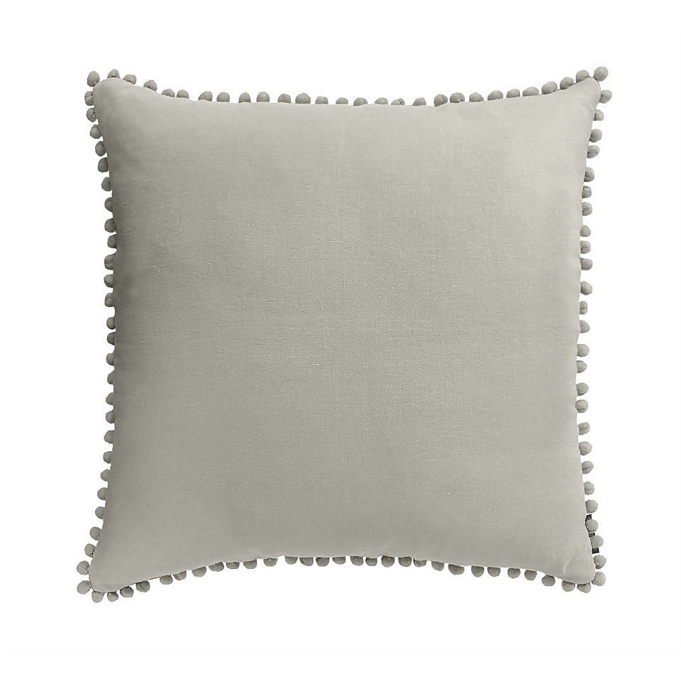 Country Living Linen Pom Pom Cushion - 50x50cm - Latte