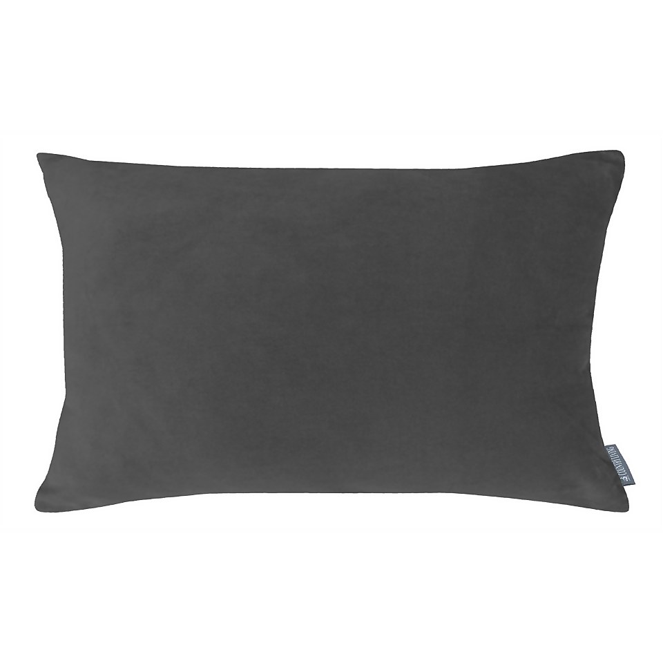 Country Living Velvet Linen Cushion - 30x50cm - Dark Grey