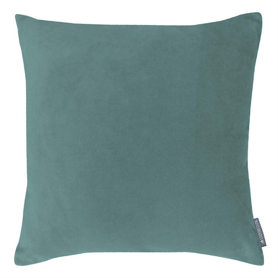 Country Living Velvet Linen Cushion - 45x45cm - Duck Egg