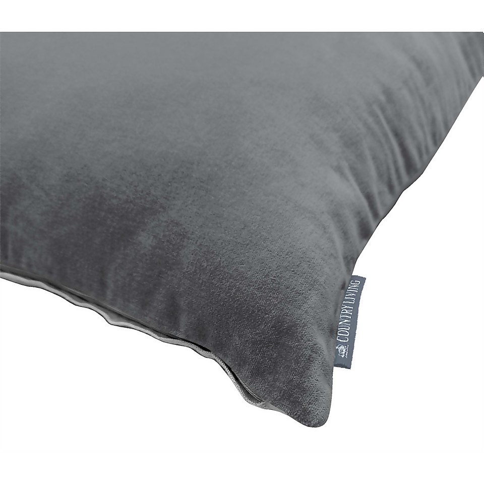 Country Living Velvet Linen Cushion - 45x45cm - Warm Grey