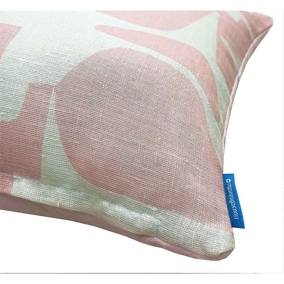 House Beautiful Geo Printed Linen Cushion - 30x50cm - Blossom