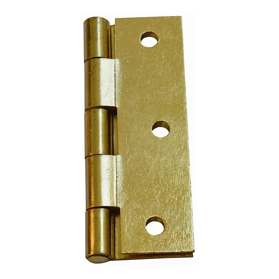 Butt Hinge Solid Drawn 63mm Polished Brass - 2 Pack