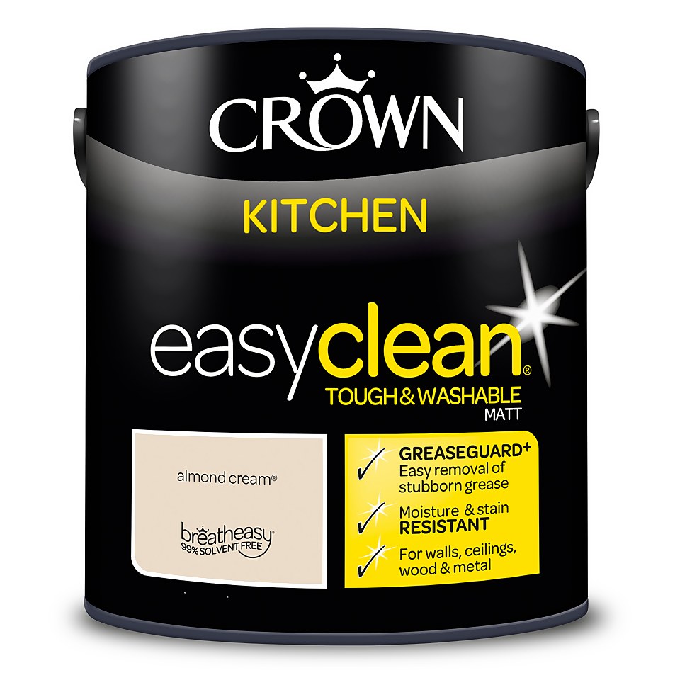 Crown Easyclean Kitchen Greaseguard+ Matt Paint Almond Cream - 2.5L