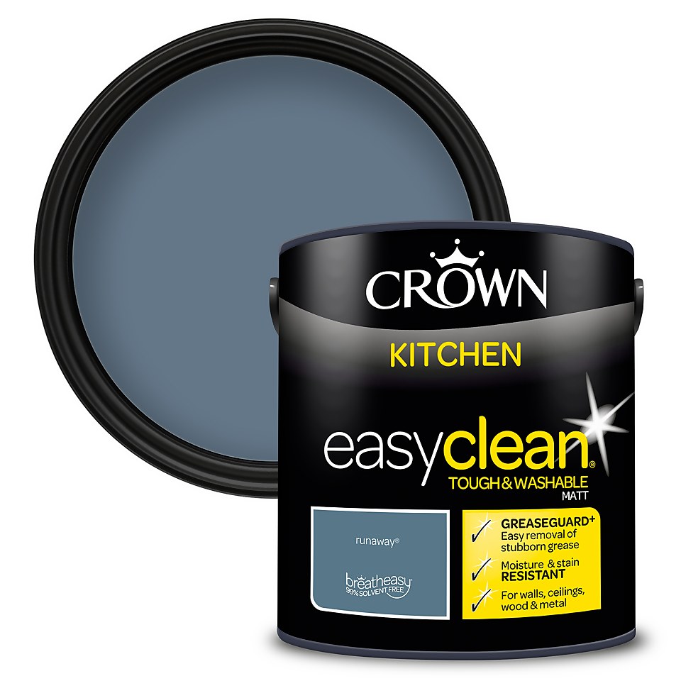 Crown Easyclean Greaseguard+ Kitchen Matt Washable Multi Surface Paint Runaway® - 2.5L