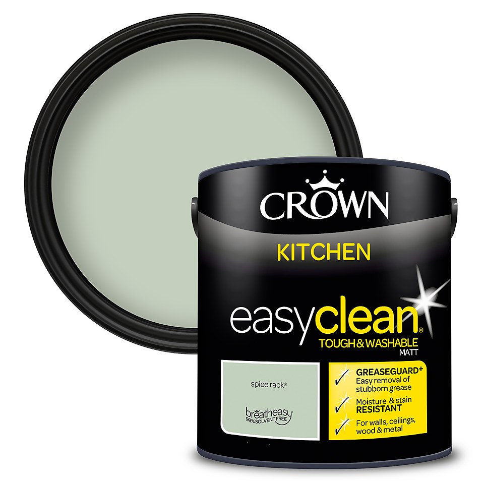 Crown Easyclean Greaseguard+ Kitchen Matt Washable Multi Surface Paint Spice Rack® - 2.5L