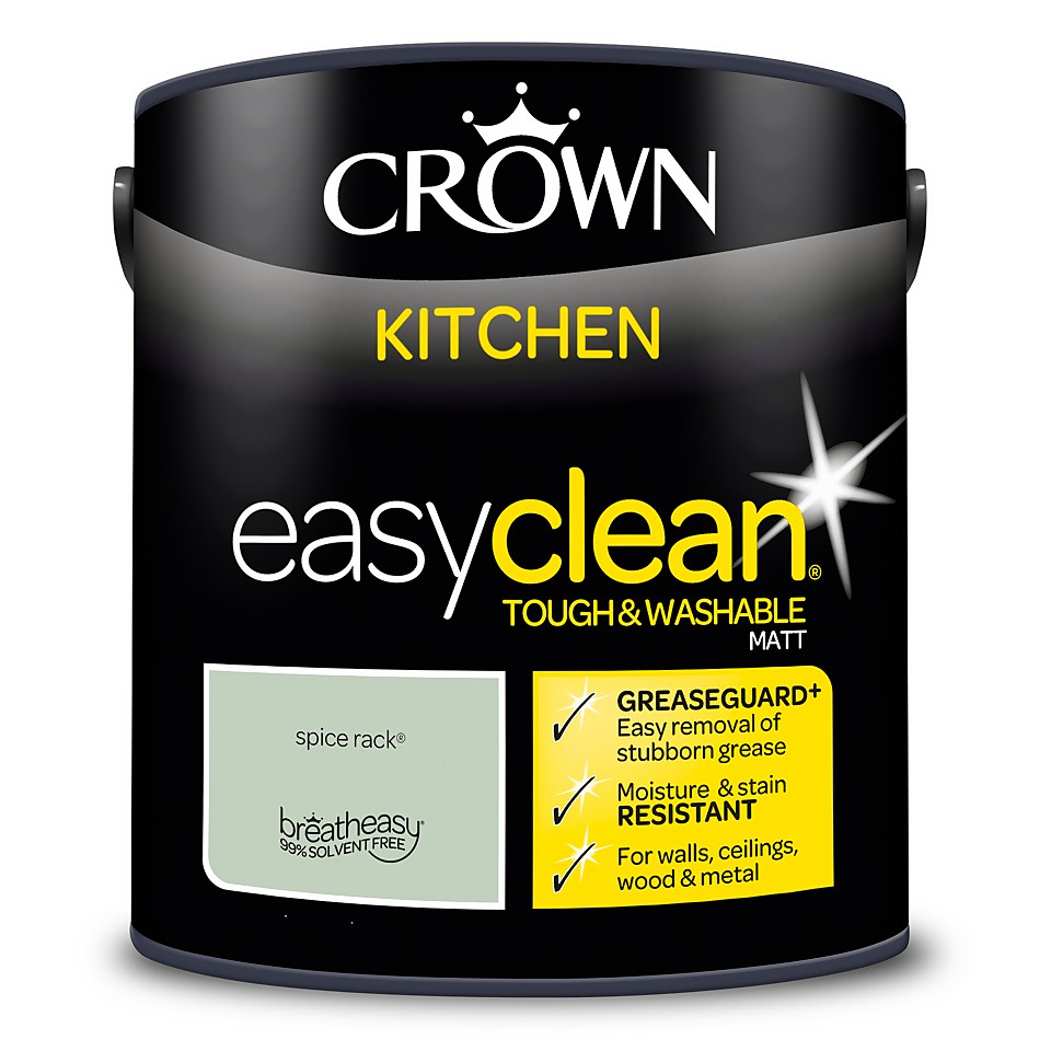 Crown Easyclean Greaseguard+ Kitchen Matt Washable Multi Surface Paint Spice Rack® - 2.5L