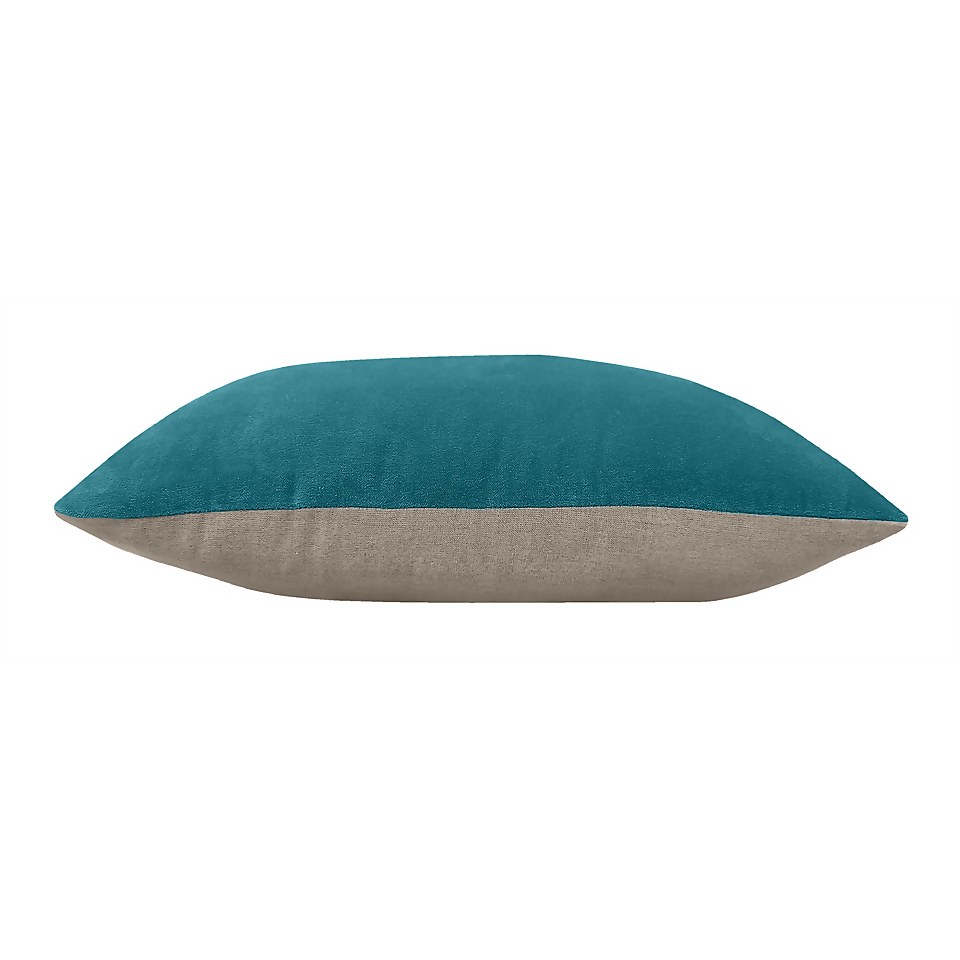 House Beautiful Velvet Linen Cushion - 45x45cm - Dark Teal