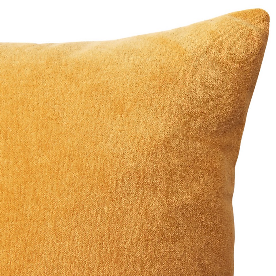 House Beautiful Velvet Linen Cushion - 45x45cm - Ochre