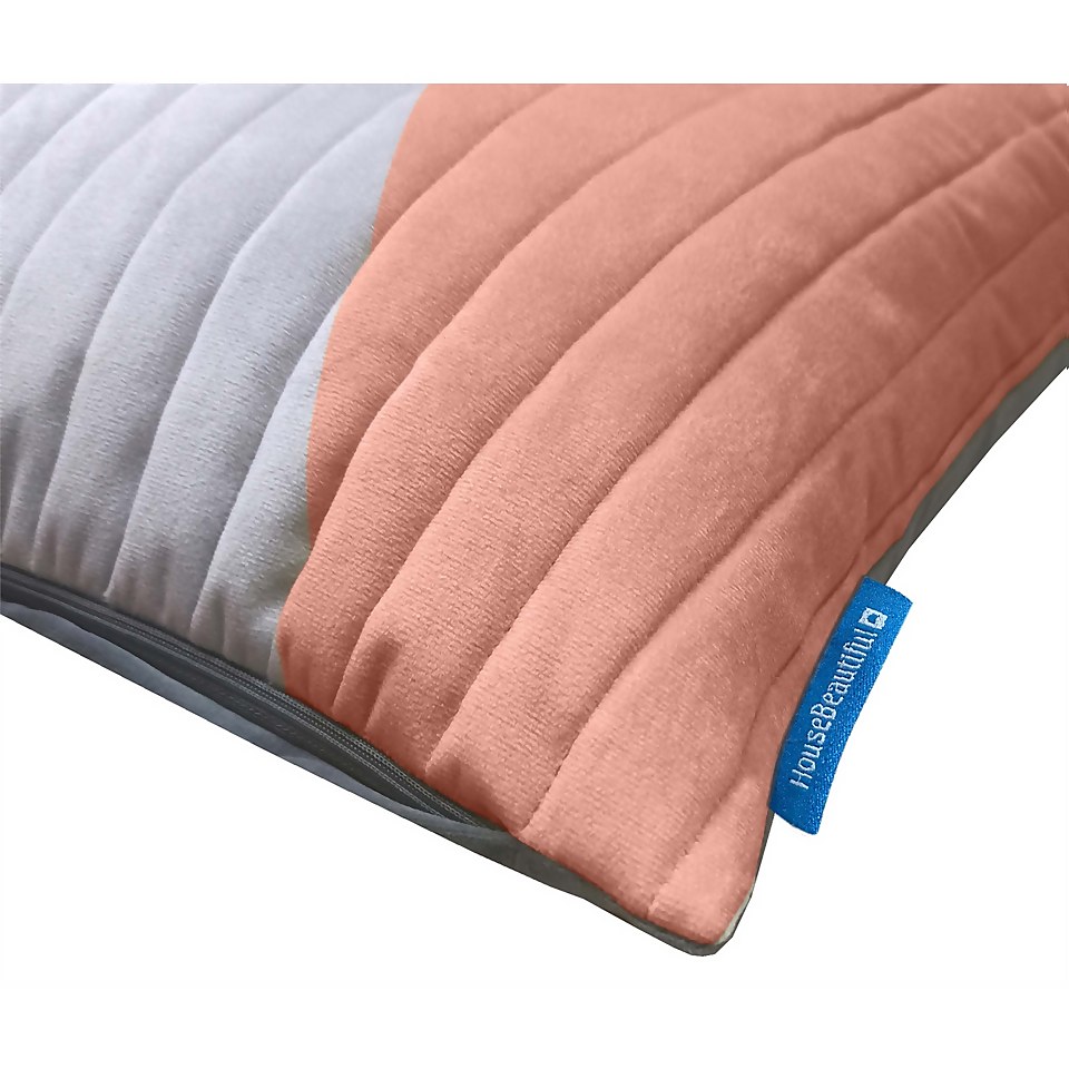 House Beautiful Velvet Quilt Cushion - 50x50cm - Plum & Blossom