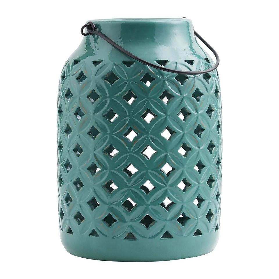 Tall Ceramic Lantern - Green