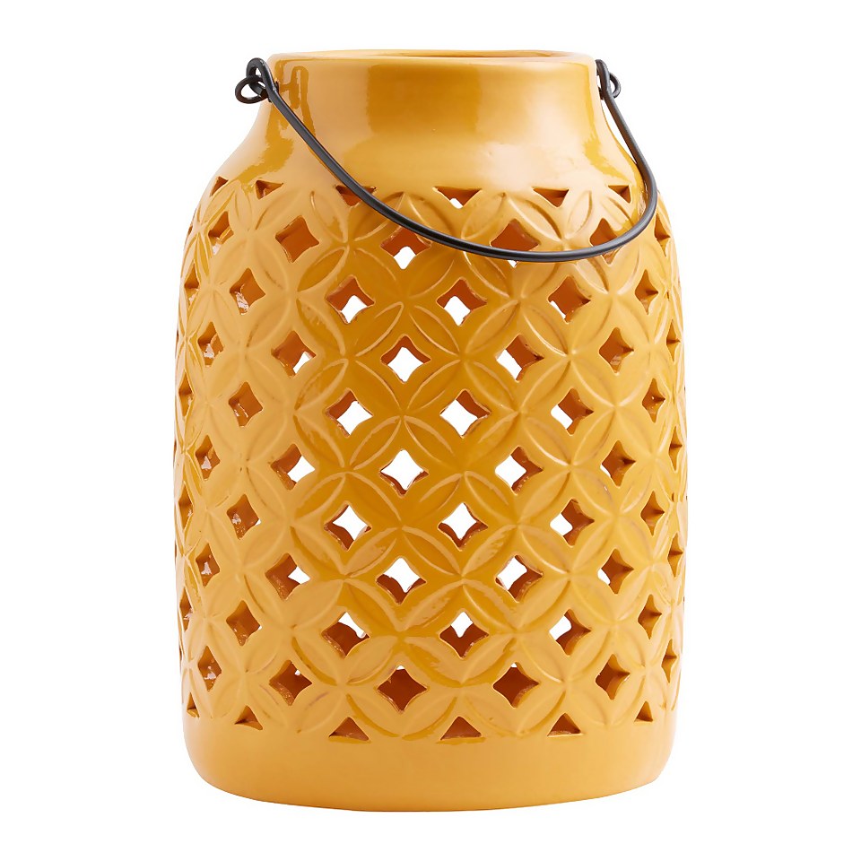 Tall Ceramic Lantern Yellow