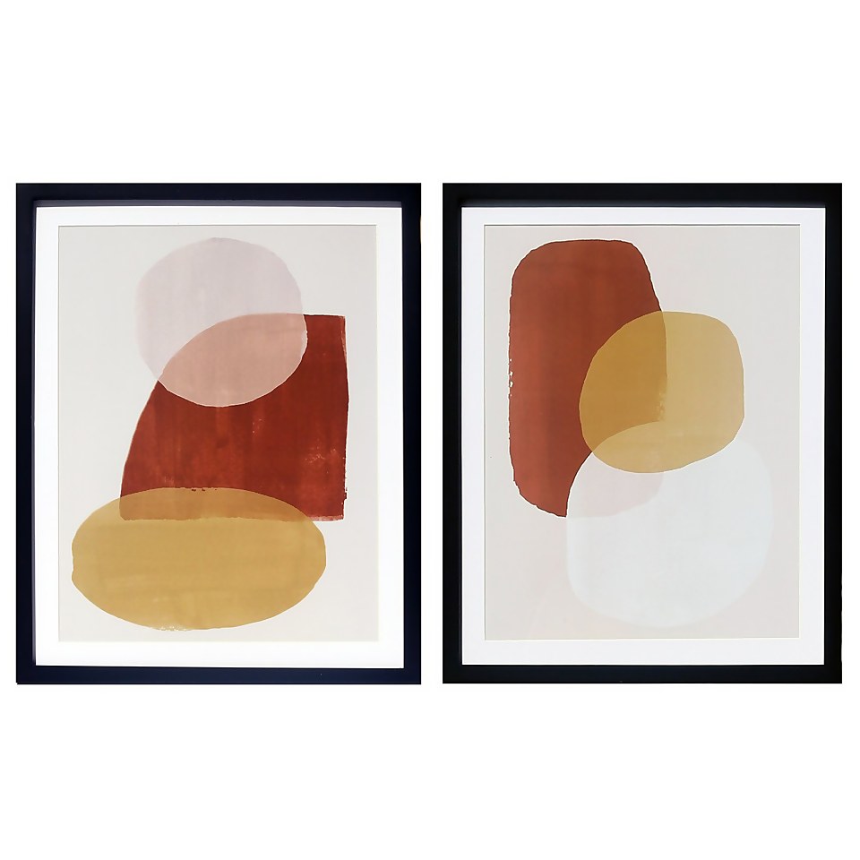 House Beautiful Set of 2 Framed Abstract Prints - 40x50cm