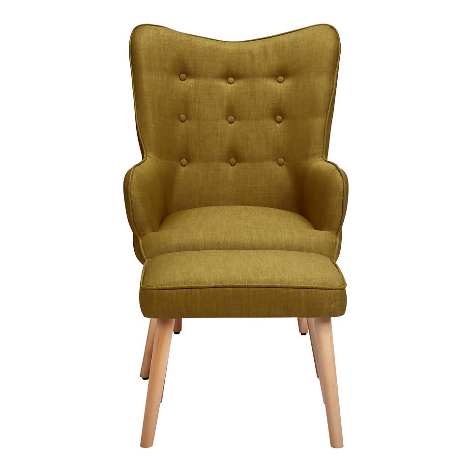 Leon Chair & Footstool - Moss Green