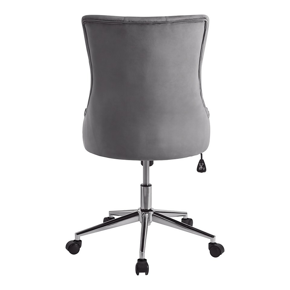 Cressida Velvet Office Chair - Grey