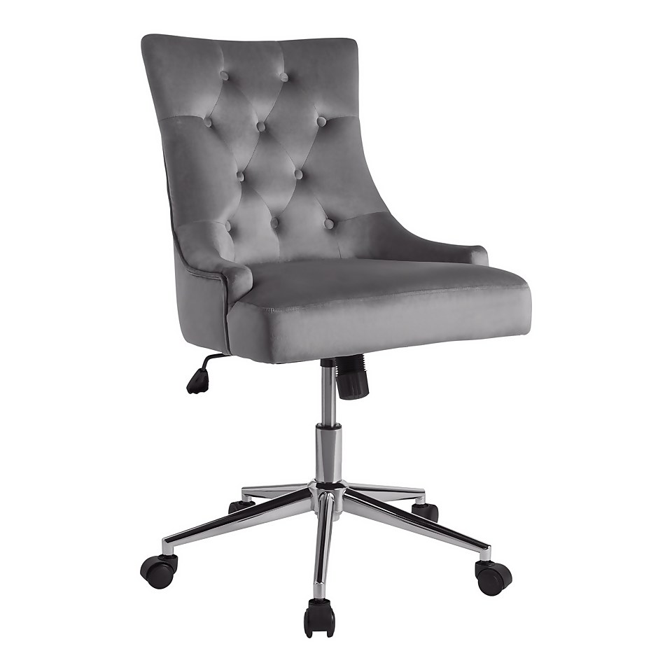 Cressida Velvet Office Chair Grey Homebase