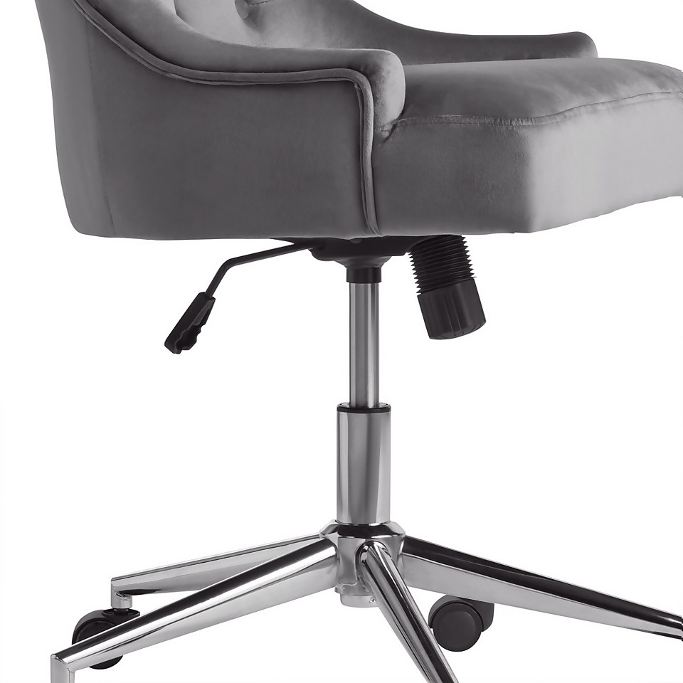 Cressida Velvet Office Chair Grey Homebase