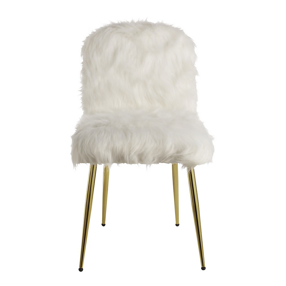 Mary Furry Chair - White