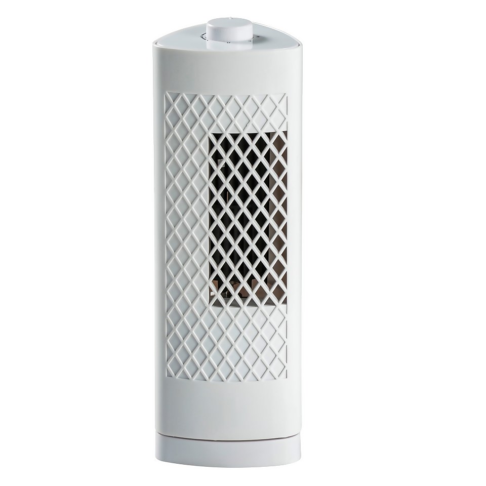 13 Inch Oscillating Mini Tower Fan White Homebase