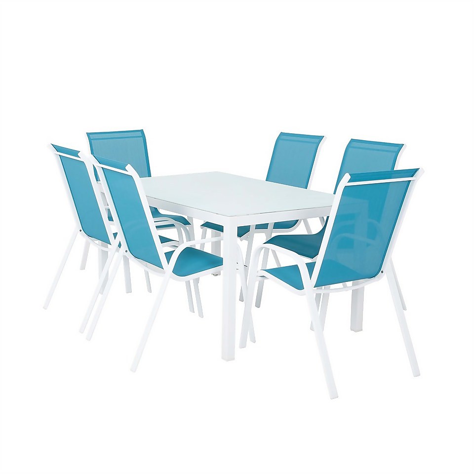 Malindi 6 Seater Dining Set - Blue
