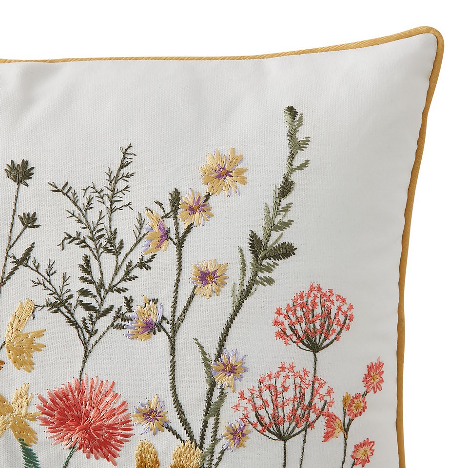 Embroidered Floral Cushion - 30x50cm