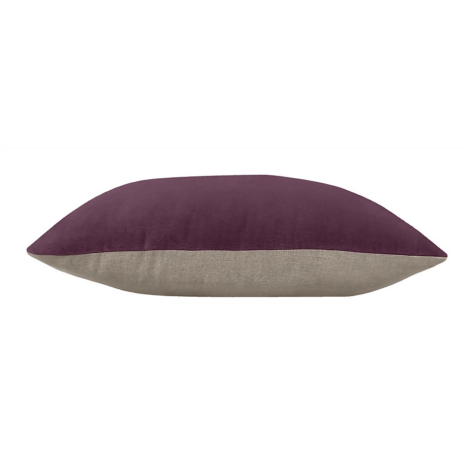 Country Living Velvet Linen Cushion - 45x45cm - Grape
