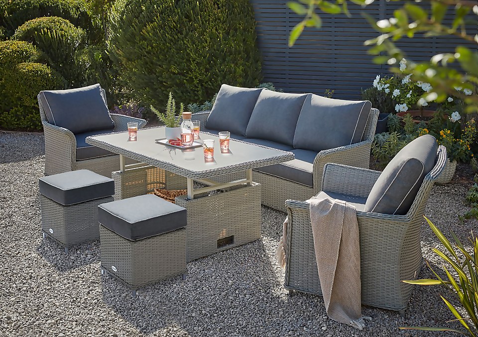 Cornbury Grey Garden Sofa Set with Adjustable Table Height
