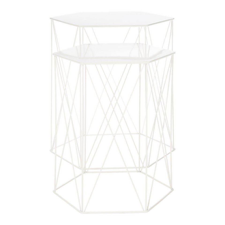 Hex Side Table Set Of 2 White Homebase