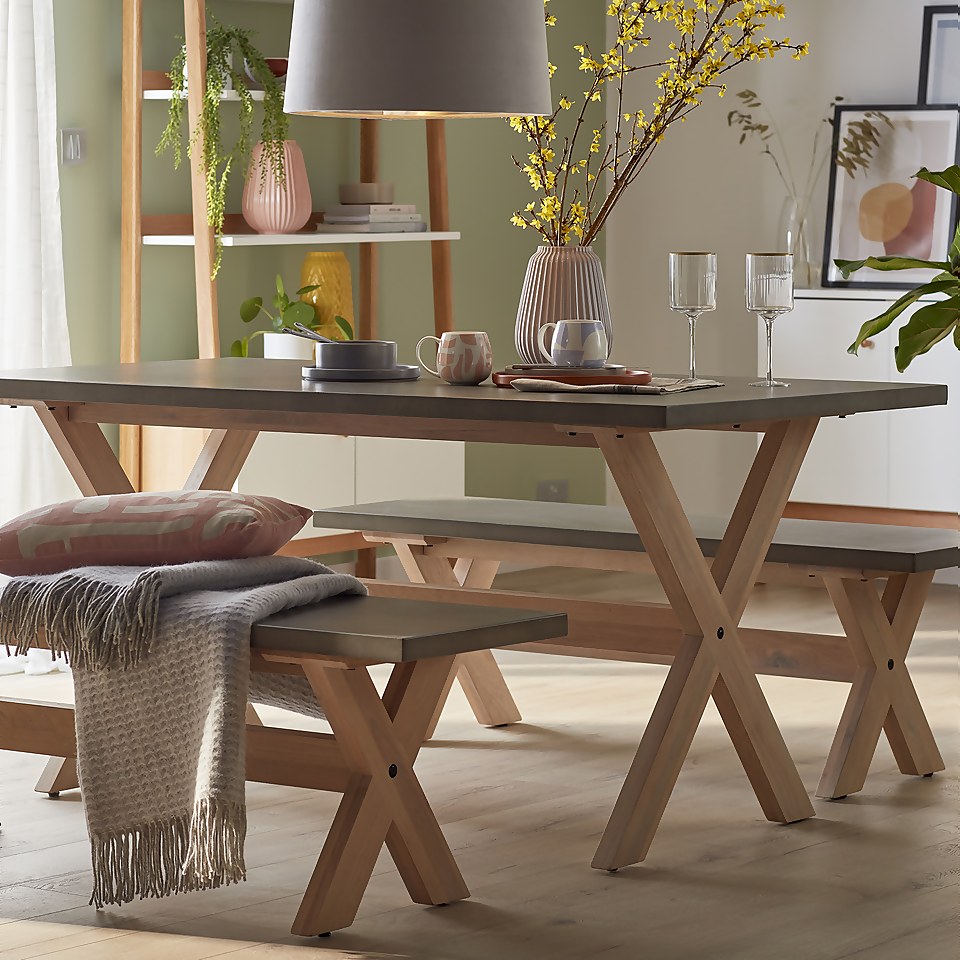 House Beautiful Carly Concrete 6 Seater Dining Table Homebase