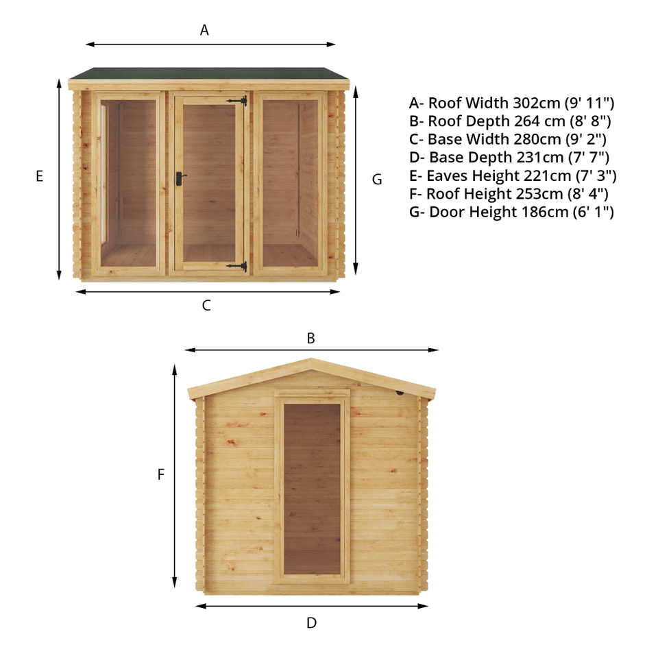 Mercia 3 x 2.5m 19mm Log Cabin
