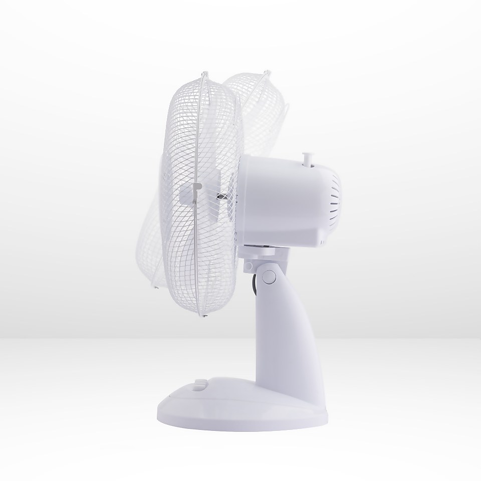 12 Inch Plastic Desk Fan - White