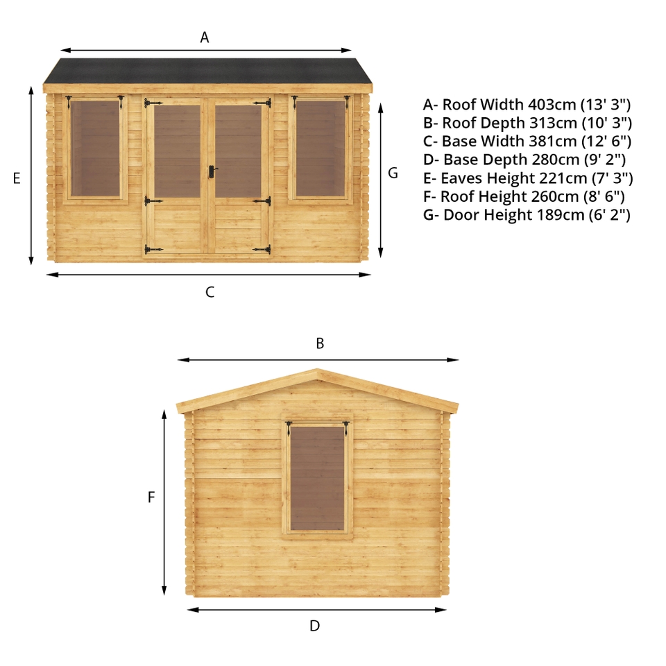 Mercia 4 x 3m 19mm Reverse Log Cabin