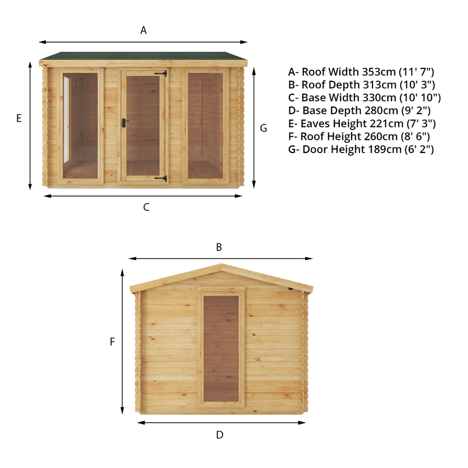 Mercia 3.5 x 3m 19mm Log Cabin