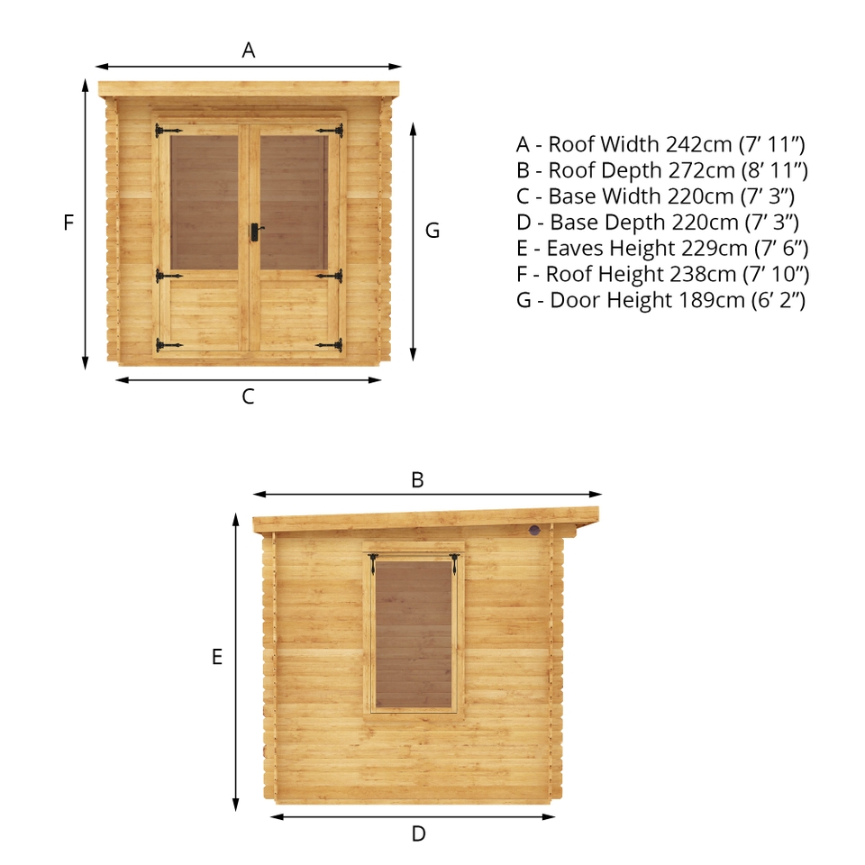 Mercia 2.4 x 2.4m 19mm Log Cabin