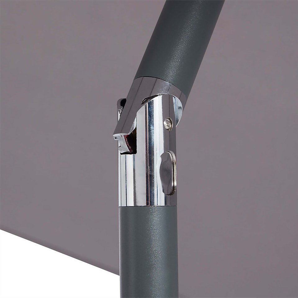 2.1m Crank & Tilt Parasol Light Grey - Dia. 38mm
