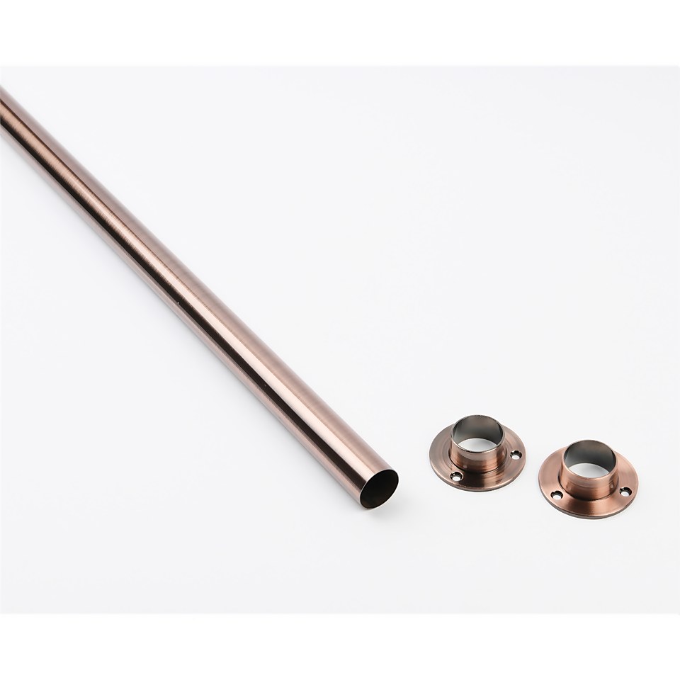 Hanging Rail Kit - 25mm 4ft Antique Copper Rail and End sockets