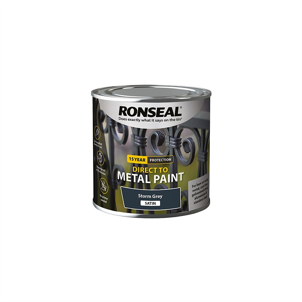 Ronseal Direct to Metal Satin Paint Storm Grey - 250ml