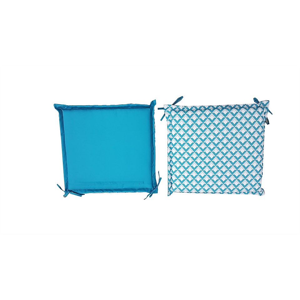 Homebase Outdoor Seat Pad Cushions in Geometric Blue - (Pack of 2)