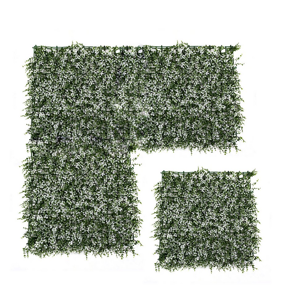 Artificial Greenwhite Leaf Wall 4pk