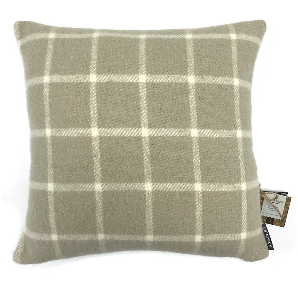Country Living Wool Check Cushion - 50x50cm - Latte