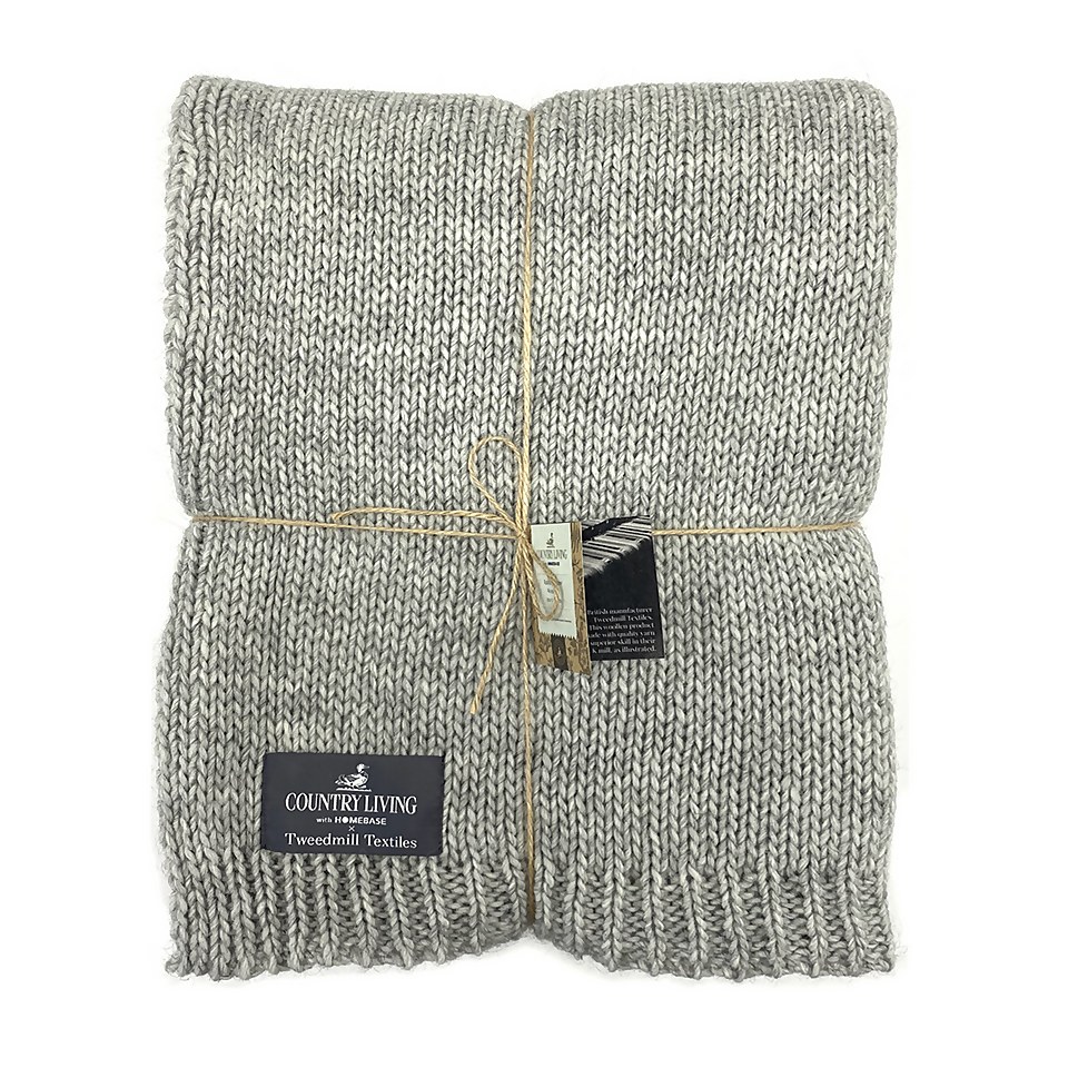 Country Living Wool Mix Knitted Throw - 130x180cm - Grey