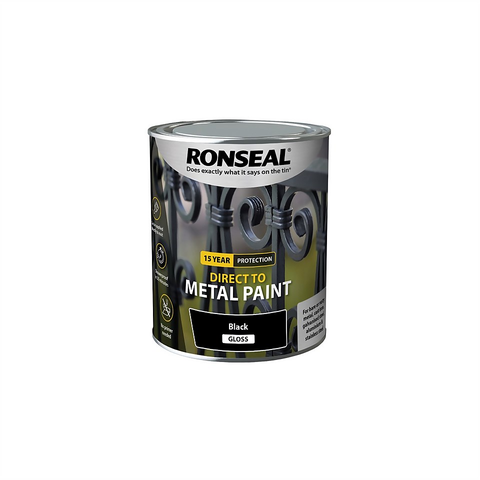 Ronseal Direct to Metal Gloss Paint Black - 750ml