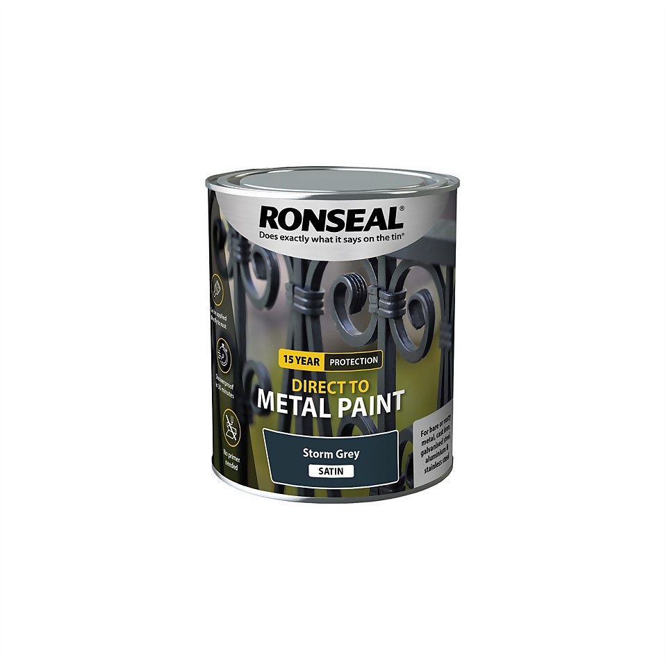 Ronseal Direct to Metal Satin Paint Storm Grey - 750ml