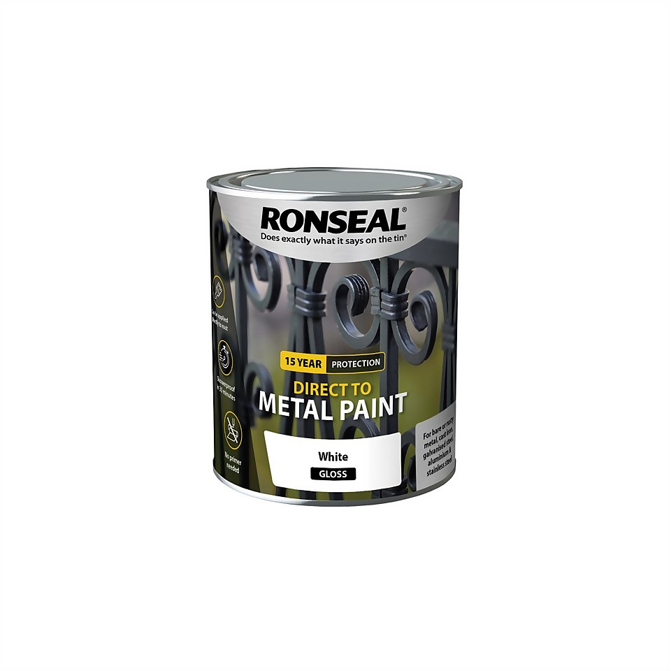 Ronseal Direct to Metal Gloss Paint White - 750ml