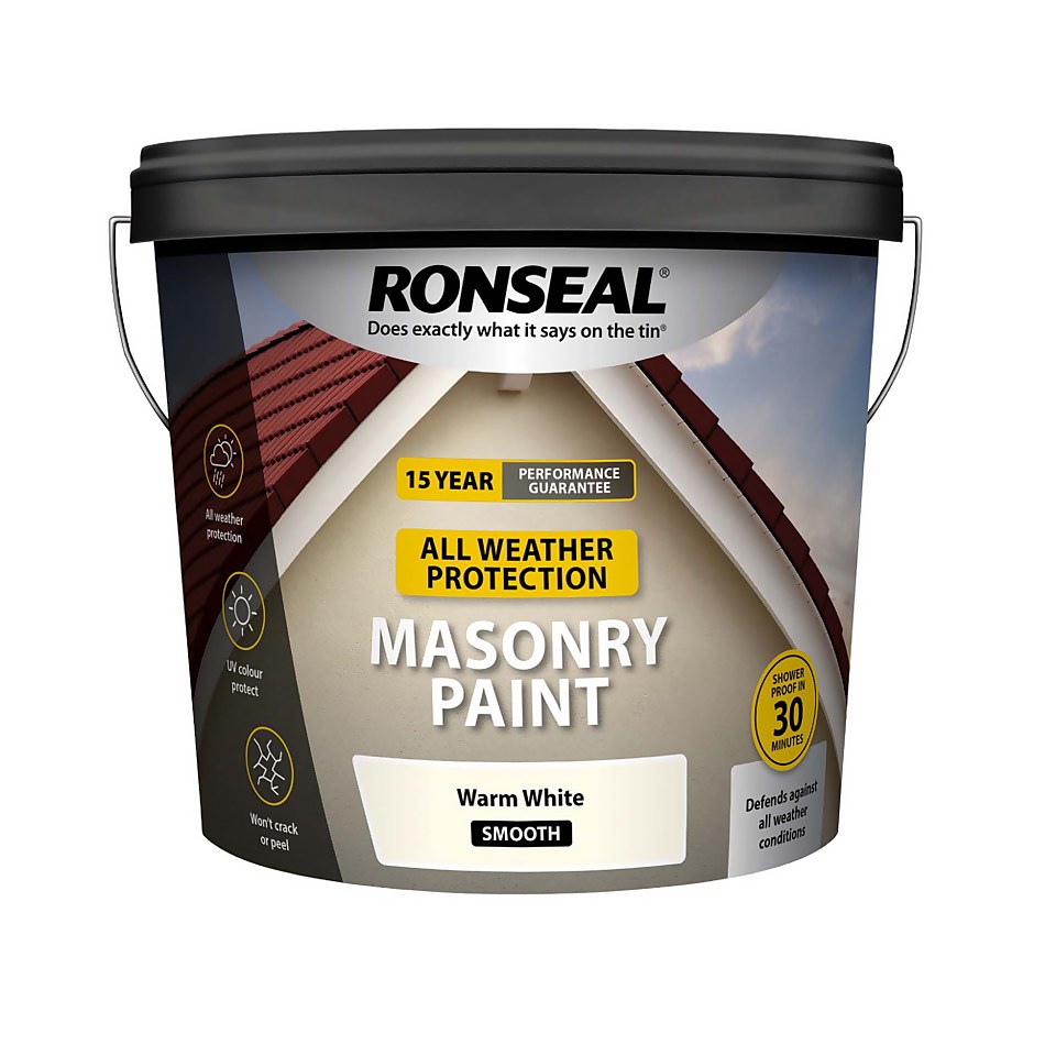 Ronseal All Weather Masonry Paint Warm White 10L