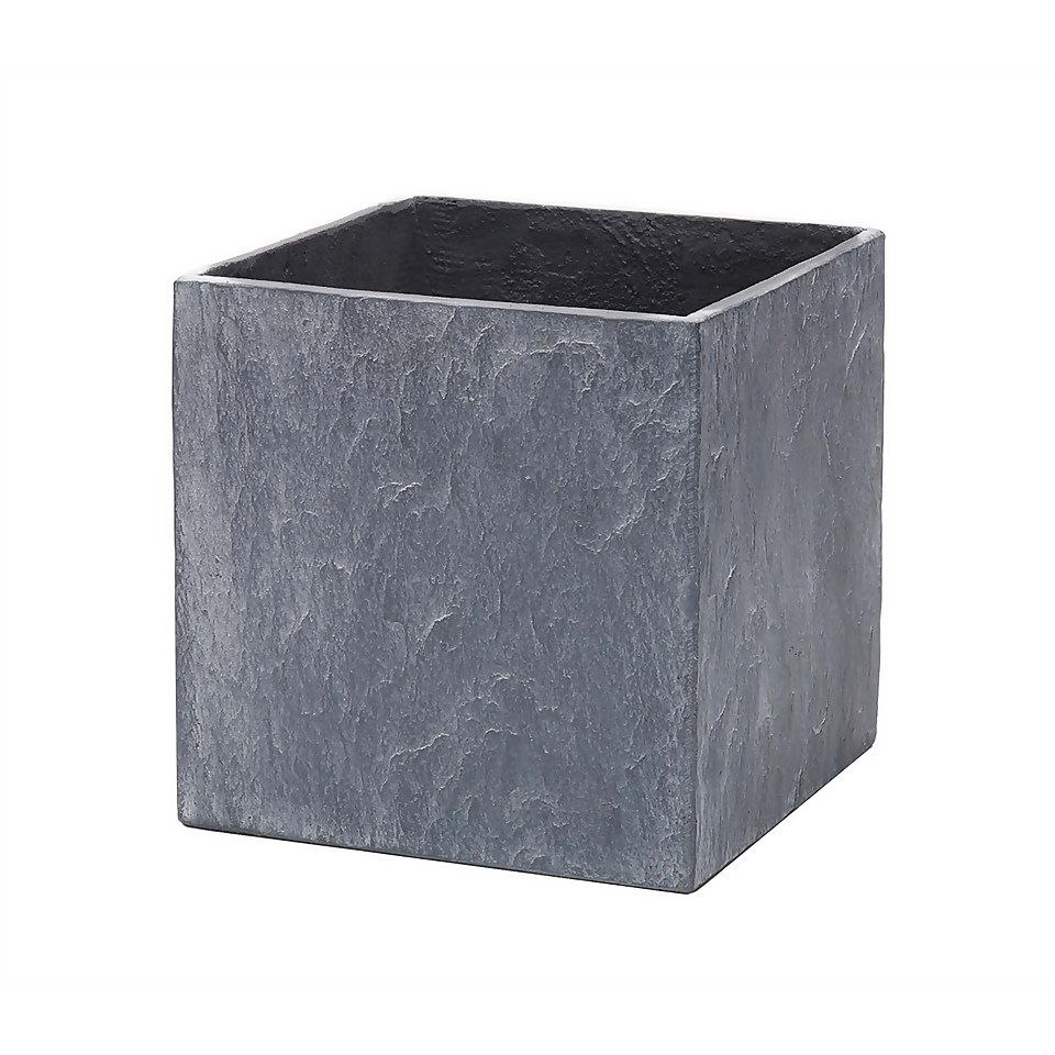 Slate Cube Pot - 37cm
